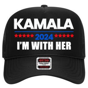 IM With Her Kamala Vote For 2024 President Kamala Harris High Crown Mesh Back Trucker Hat