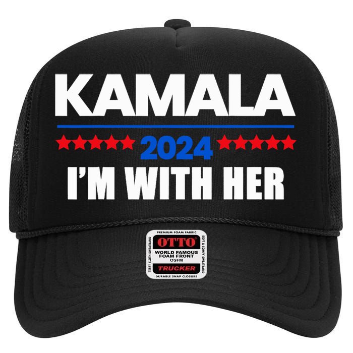 IM With Her Kamala Vote For 2024 President Kamala Harris High Crown Mesh Back Trucker Hat