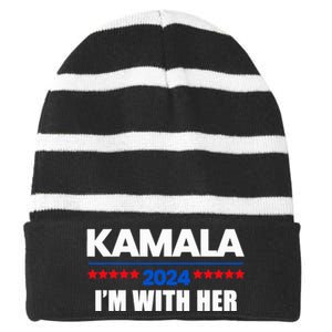 IM With Her Kamala Vote For 2024 President Kamala Harris Striped Beanie with Solid Band