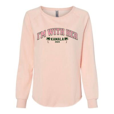 IM With Her Coconut Tree Kamala Womens California Wash Sweatshirt