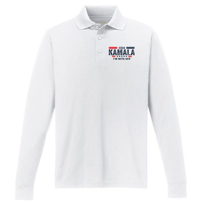 IM With Her Kamala Vote For 2024 President Kamala Harris Performance Long Sleeve Polo