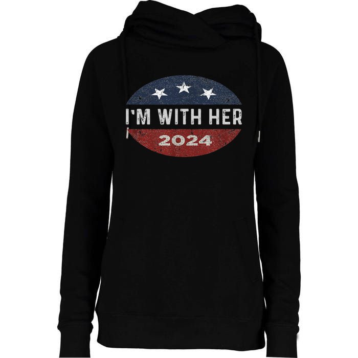 IM With Her Kamala Vote For 2024 President Kamala Harris Womens Funnel Neck Pullover Hood