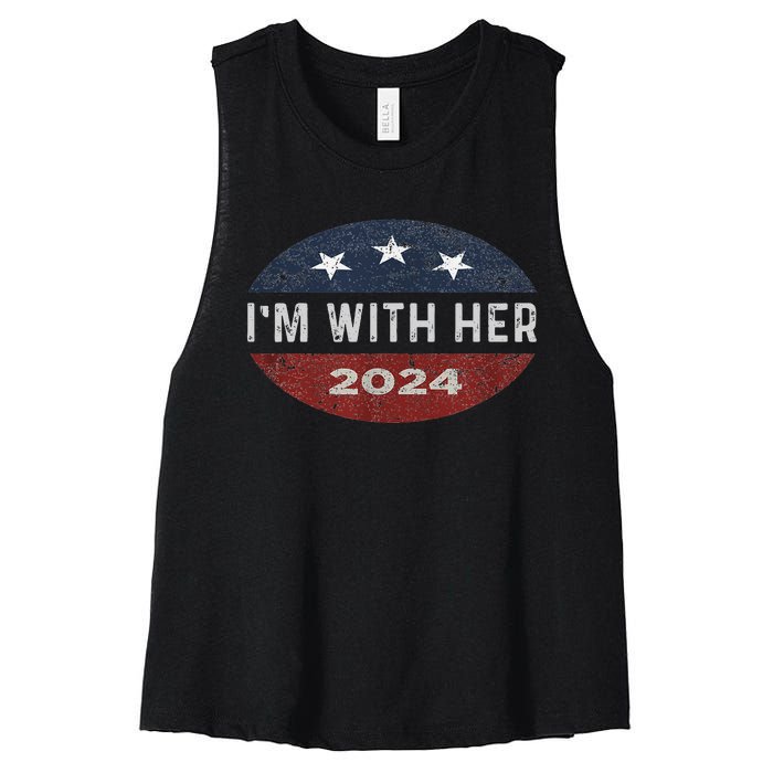 IM With Her Kamala Vote For 2024 President Kamala Harris Women's Racerback Cropped Tank