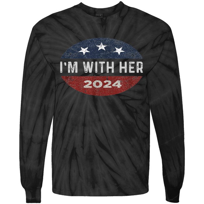 IM With Her Kamala Vote For 2024 President Kamala Harris Tie-Dye Long Sleeve Shirt