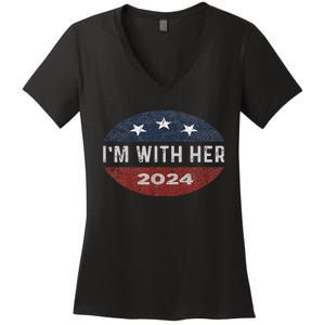 IM With Her Kamala Vote For 2024 President Kamala Harris Women's V-Neck T-Shirt