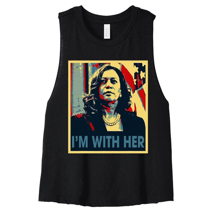 IM With Her Kamala Vote For 2024 President Kamala Harris Women's Racerback Cropped Tank