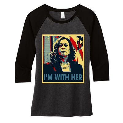 IM With Her Kamala Vote For 2024 President Kamala Harris Women's Tri-Blend 3/4-Sleeve Raglan Shirt