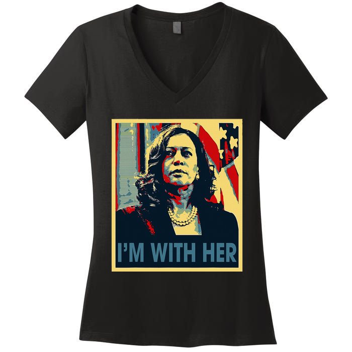 IM With Her Kamala Vote For 2024 President Kamala Harris Women's V-Neck T-Shirt