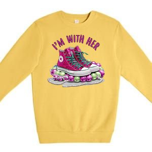 Im With Her Chucks And Pearls Kamala Harris Premium Crewneck Sweatshirt