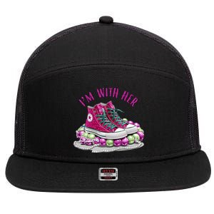 Im With Her Chucks And Pearls Kamala Harris 7 Panel Mesh Trucker Snapback Hat