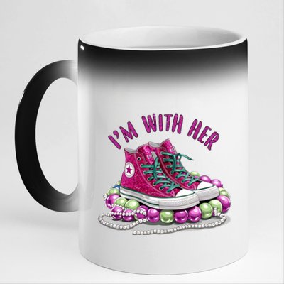 Im With Her Chucks And Pearls Kamala Harris 11oz Black Color Changing Mug