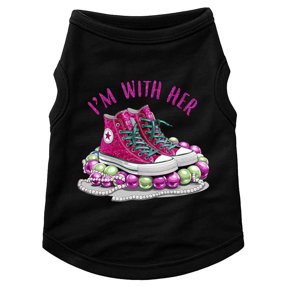 Im With Her Chucks And Pearls Kamala Harris Doggie Tank