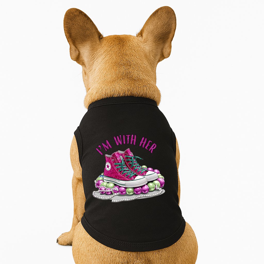 Im With Her Chucks And Pearls Kamala Harris Doggie Tank