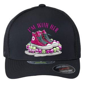 Im With Her Chucks And Pearls Kamala Harris Flexfit Unipanel Trucker Cap