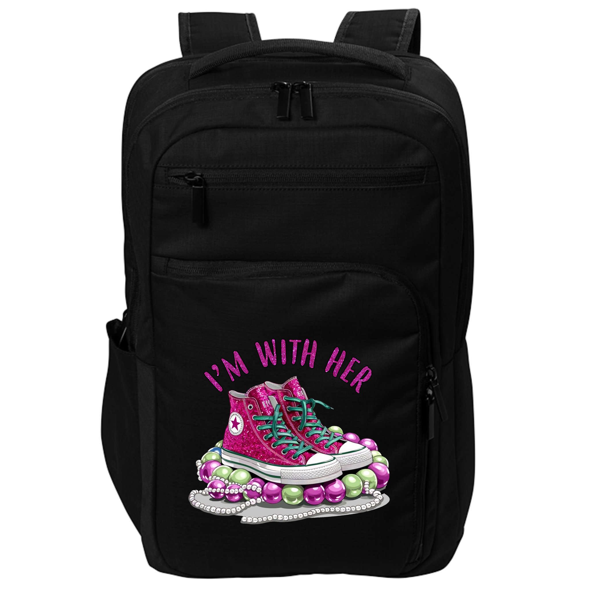 Im With Her Chucks And Pearls Kamala Harris Impact Tech Backpack