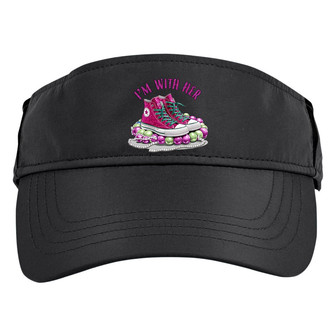 Im With Her Chucks And Pearls Kamala Harris Adult Drive Performance Visor