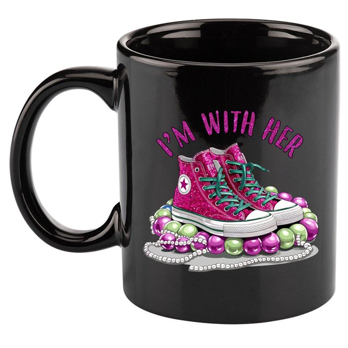 Im With Her Chucks And Pearls Kamala Harris 11oz C Handle Ceramic Mug