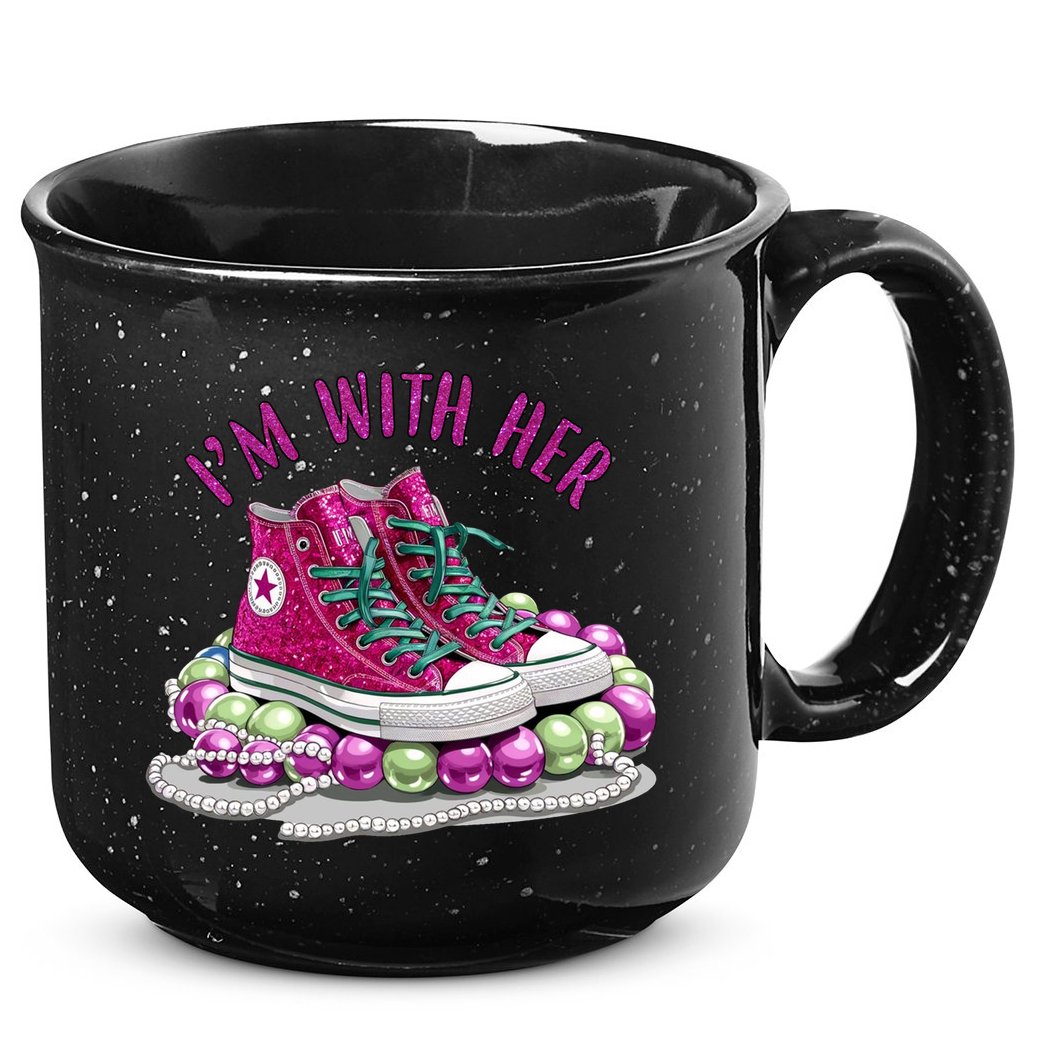 Im With Her Chucks And Pearls Kamala Harris 15oz Campfire Ceramic Mug