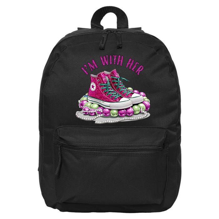 Im With Her Chucks And Pearls Kamala Harris 16 in Basic Backpack