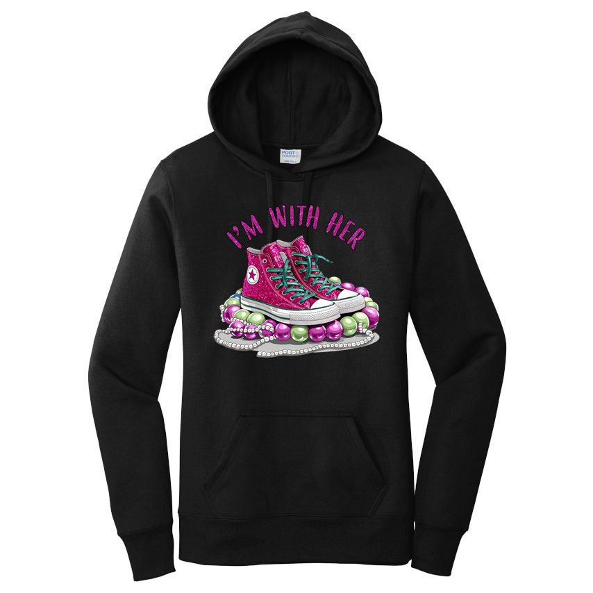 Im With Her Chucks And Pearls Kamala Harris Women's Pullover Hoodie