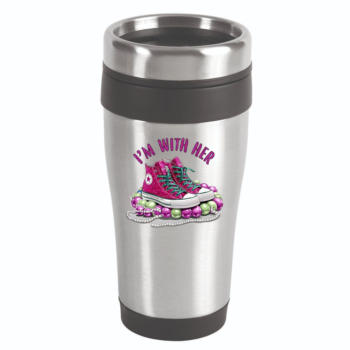 Im With Her Chucks And Pearls Kamala Harris 16oz Travel Tumbler
