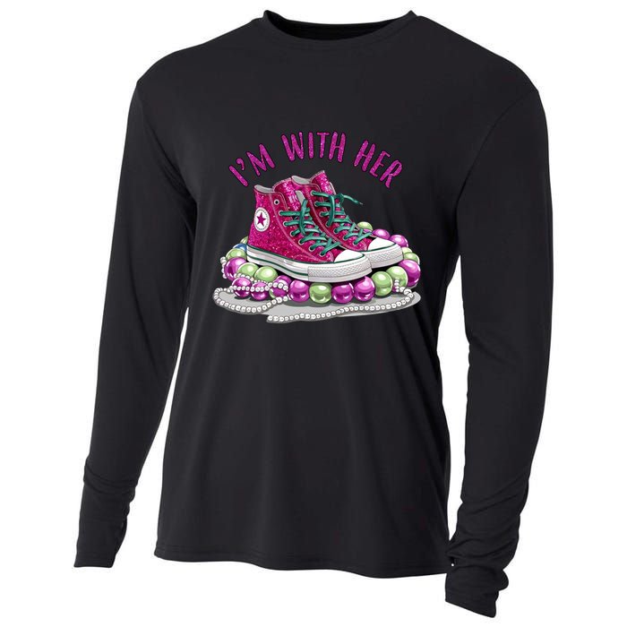 Im With Her Chucks And Pearls Kamala Harris Cooling Performance Long Sleeve Crew