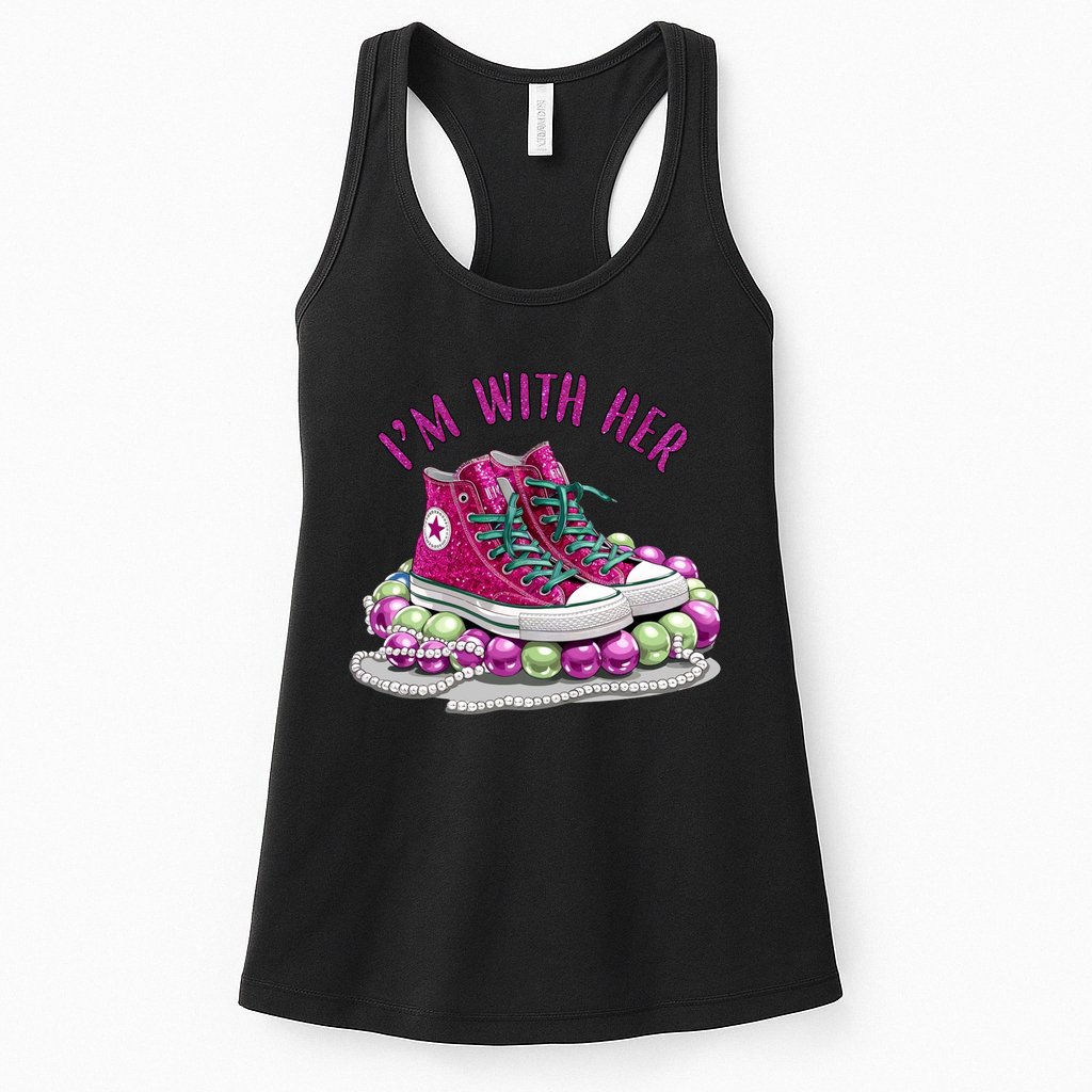 Im With Her Chucks And Pearls Kamala Harris Womens Tank Top