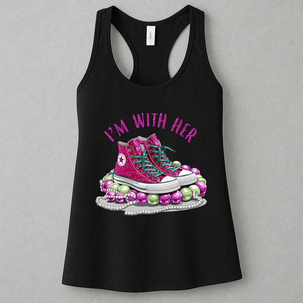 Im With Her Chucks And Pearls Kamala Harris Womens Tank Top