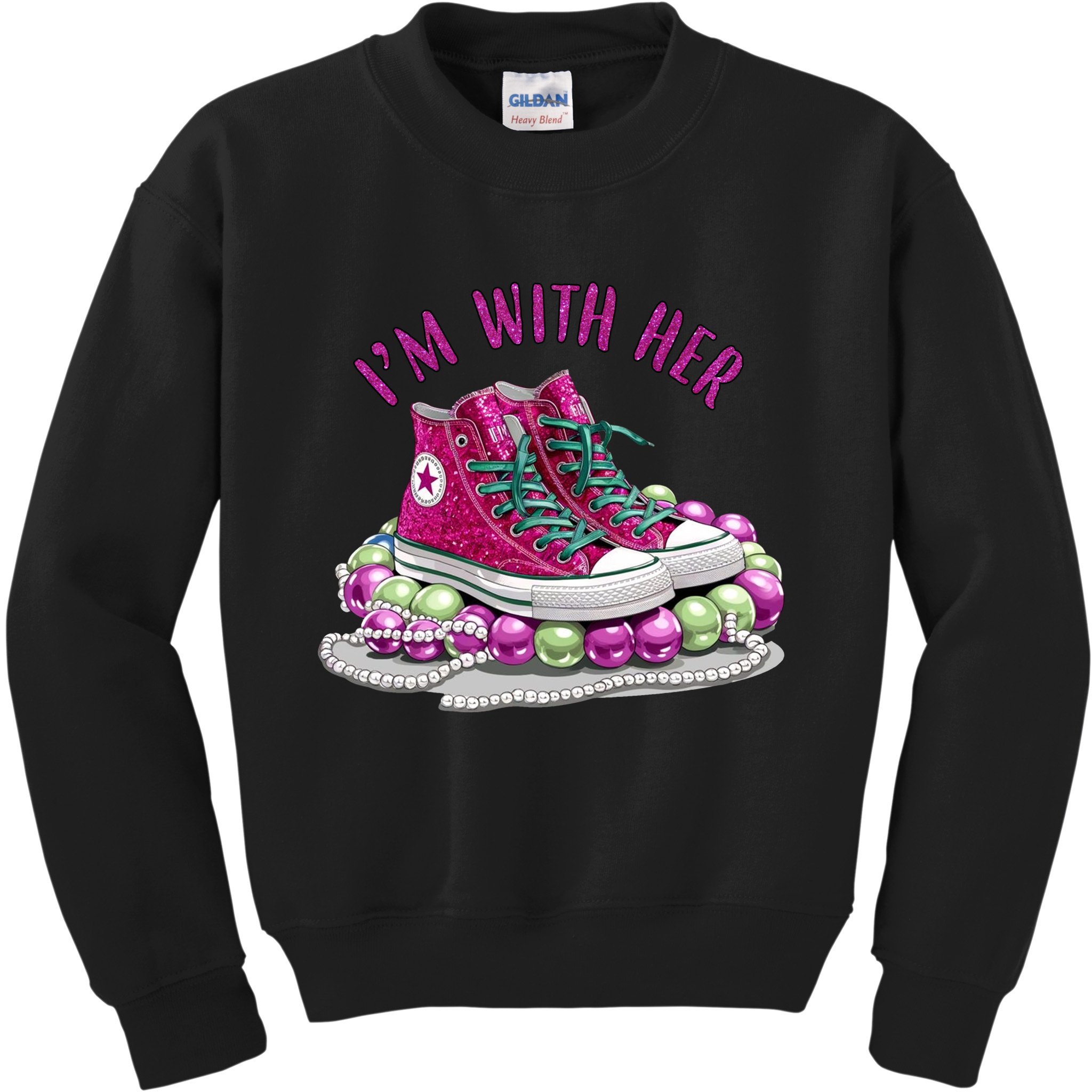 Im With Her Chucks And Pearls Kamala Harris Kids Sweatshirt