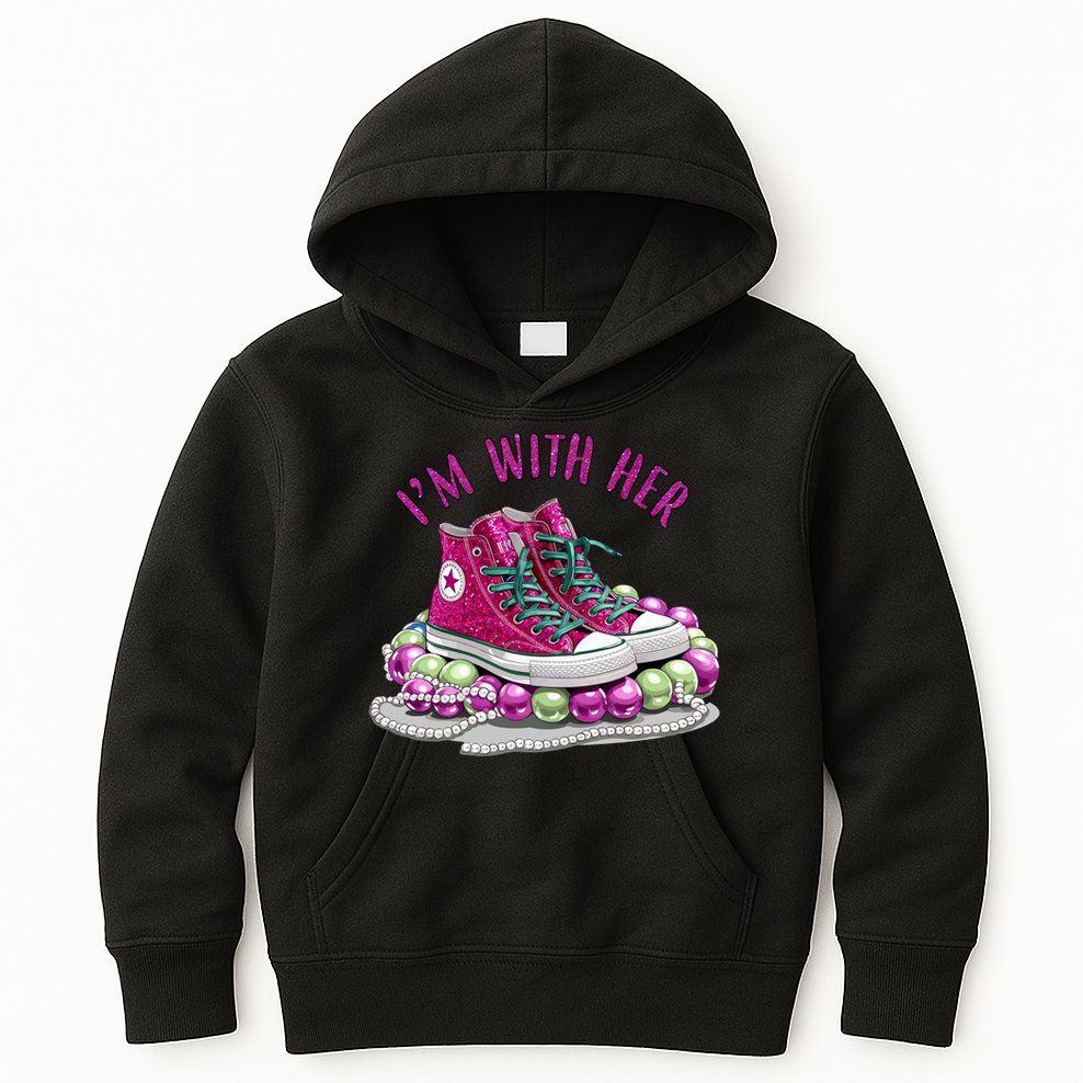 Im With Her Chucks And Pearls Kamala Harris Kids Hoodie