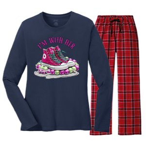 Im With Her Chucks And Pearls Kamala Harris Women's Long Sleeve Flannel Pajama Set 