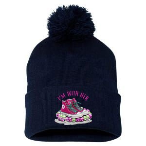 Im With Her Chucks And Pearls Kamala Harris Pom Pom 12in Knit Beanie