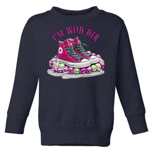 Im With Her Chucks And Pearls Kamala Harris Toddler Sweatshirt