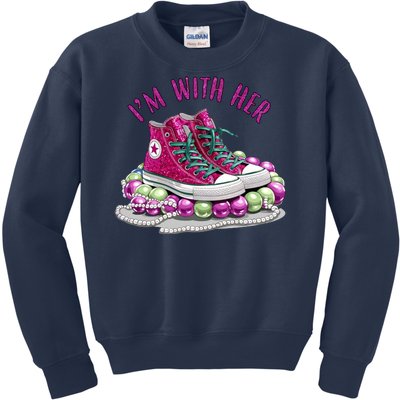 Im With Her Chucks And Pearls Kamala Harris Kids Sweatshirt