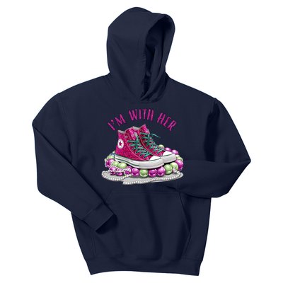 Im With Her Chucks And Pearls Kamala Harris Kids Hoodie