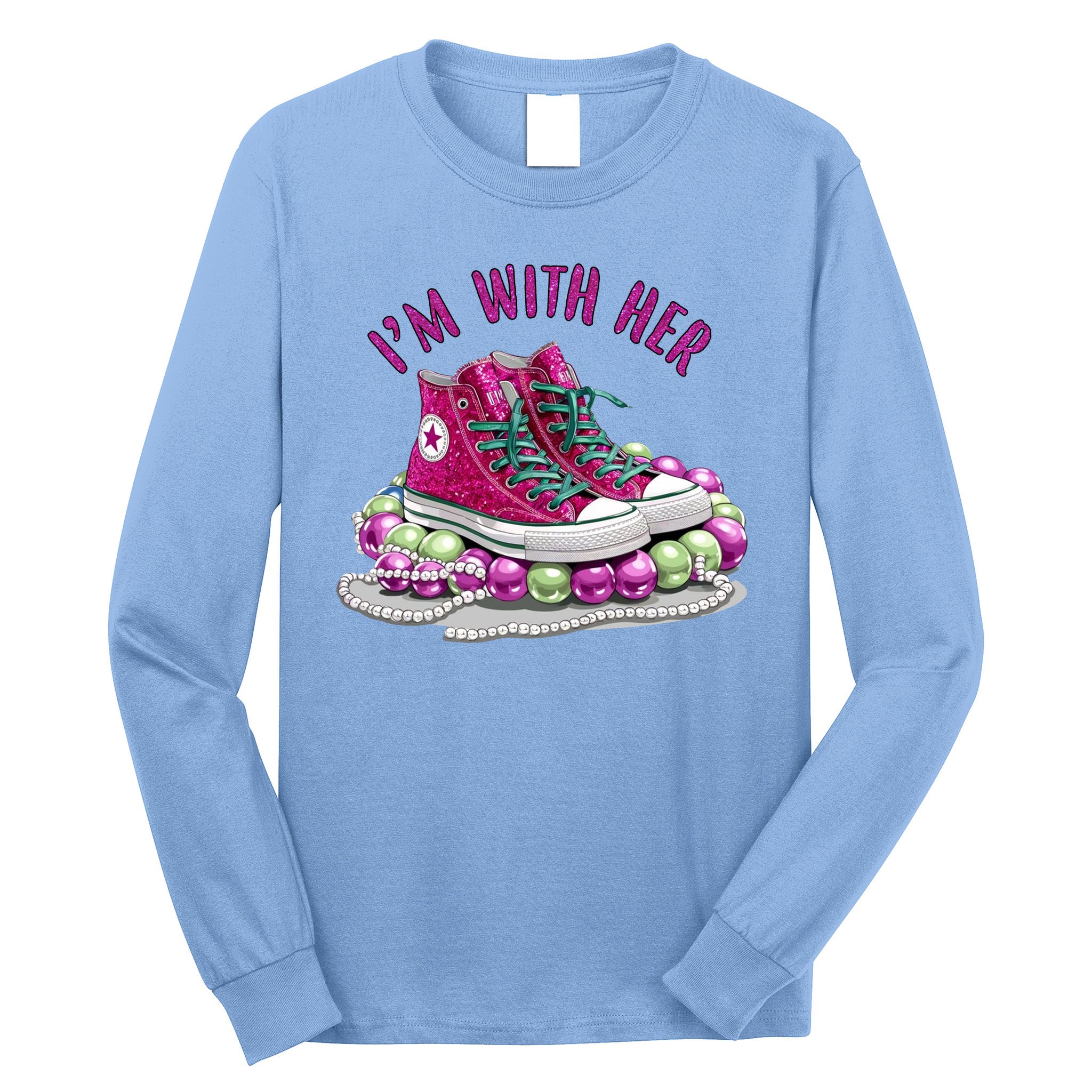 Im With Her Chucks And Pearls Kamala Harris Long Sleeve Shirt