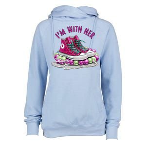 Im With Her Chucks And Pearls Kamala Harris Womens Funnel Neck Pullover Hood