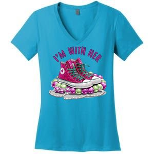 Im With Her Chucks And Pearls Kamala Harris Women's V-Neck T-Shirt