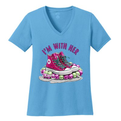 Im With Her Chucks And Pearls Kamala Harris Women's V-Neck T-Shirt