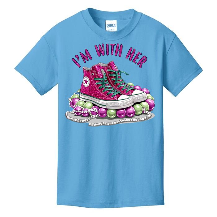 Im With Her Chucks And Pearls Kamala Harris Kids T-Shirt