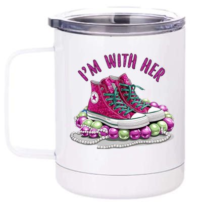 Im With Her Chucks And Pearls Kamala Harris 12 oz Stainless Steel Tumbler Cup