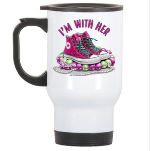 Im With Her Chucks And Pearls Kamala Harris Stainless Steel Travel Mug