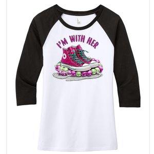 Im With Her Chucks And Pearls Kamala Harris Women's Tri-Blend 3/4-Sleeve Raglan Shirt