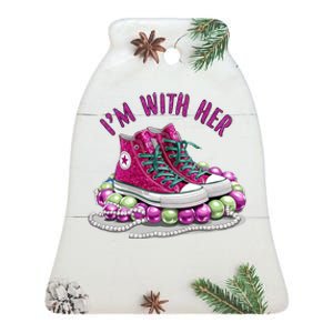 Im With Her Chucks And Pearls Kamala Harris Ceramic Bell Ornament