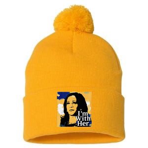 IM With Her Retro Retro Kamala Pom Pom 12in Knit Beanie