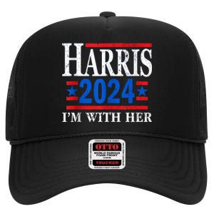 Im With Her Kamala Vote For 2024 President Kamalaharris High Crown Mesh Back Trucker Hat