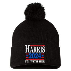 Im With Her Kamala Vote For 2024 President Kamalaharris Pom Pom 12in Knit Beanie