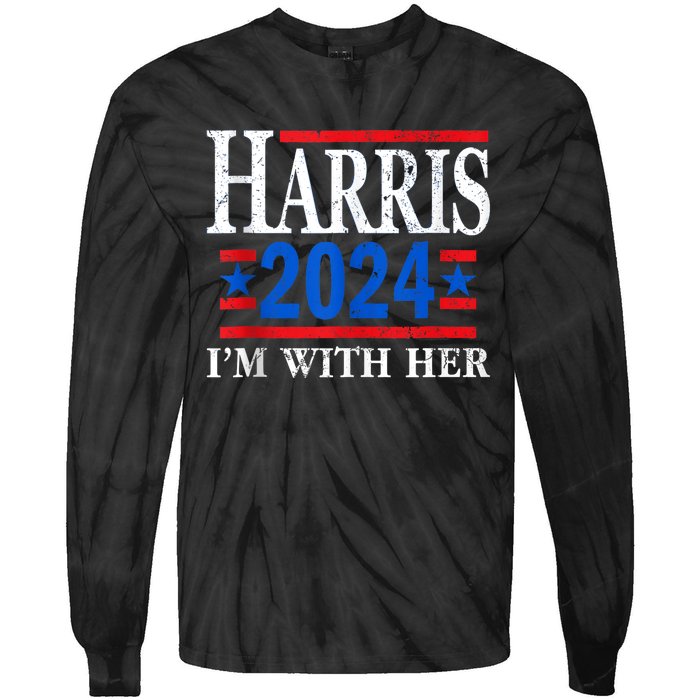 Im With Her Kamala Vote For 2024 President Kamalaharris Tie-Dye Long Sleeve Shirt