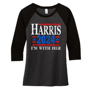 Im With Her Kamala Vote For 2024 President Kamalaharris Women's Tri-Blend 3/4-Sleeve Raglan Shirt