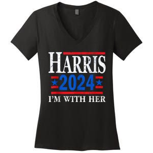 Im With Her Kamala Vote For 2024 President Kamalaharris Women's V-Neck T-Shirt